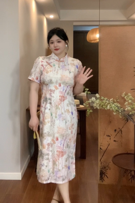 哒头.Studio【画中游】微胖大码2024年新中式显瘦初恋设计连衣裙