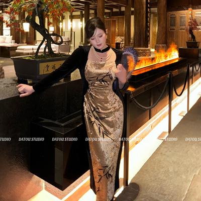 哒头.Studio【金竹】微胖mm大码新款新中式修容显瘦高弹连衣裙女