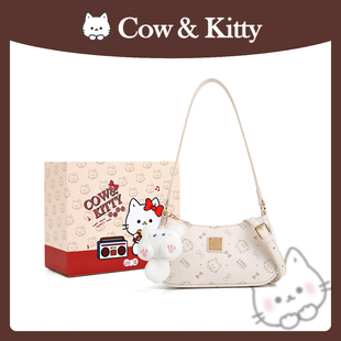 青春女士時尚 劉叮當(dāng)甄選 CowKitty 法棍包單肩斜挎包8062杏白