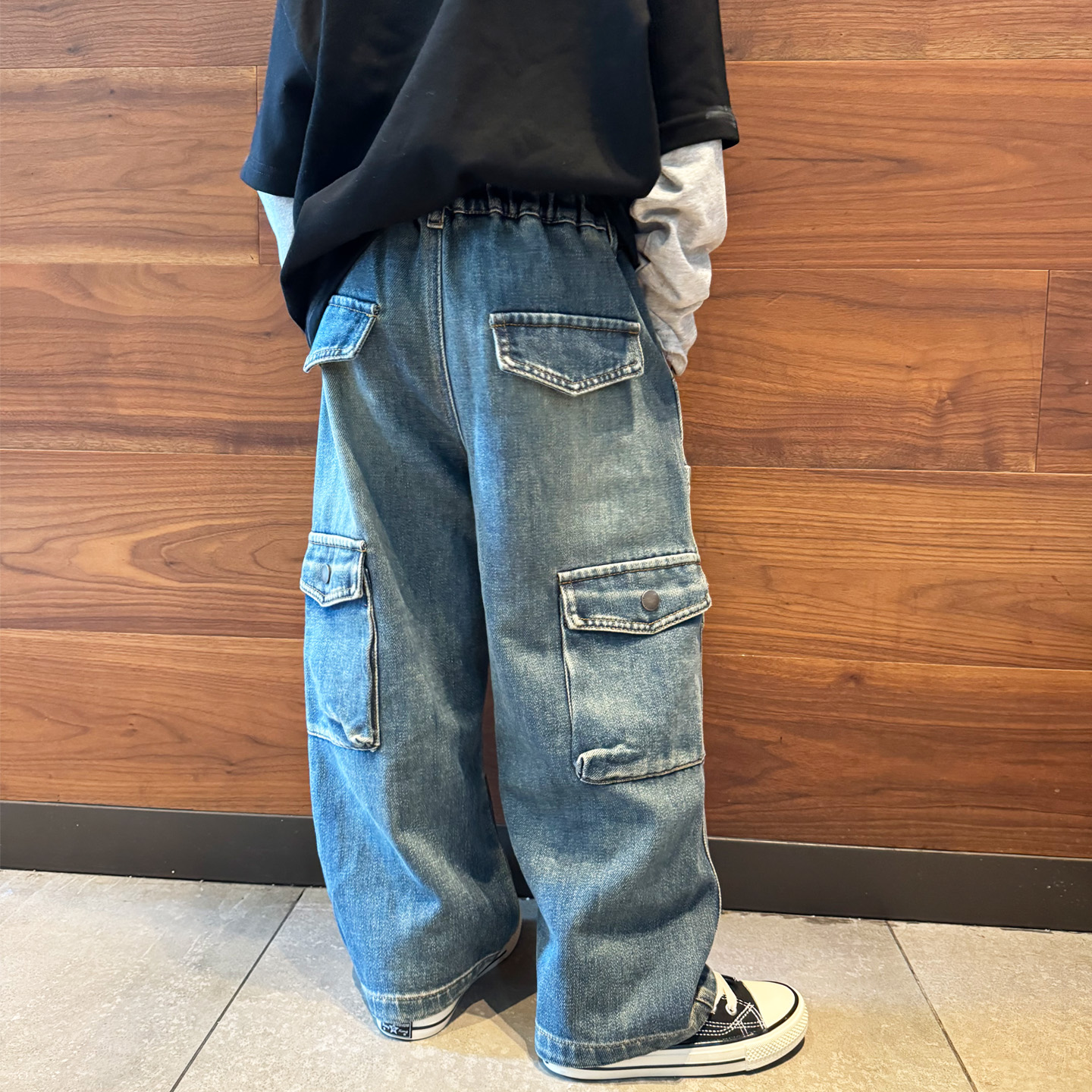 男童牛仔工装裤子休闲宽松阔腿