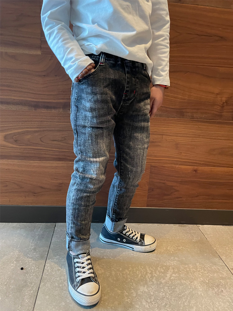 男童牛仔小脚修身瘦版裤子灰色