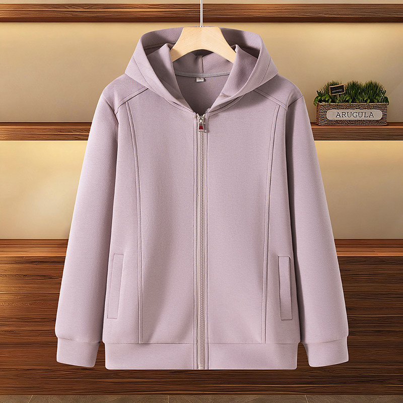 春秋新款中老年女士连帽卫衣休闲外套开衫上衣妈妈装宽松大码棉厚