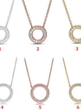 潘家S925纯银玫瑰金黄金色标志之心大小号锁骨链素链项链送女友