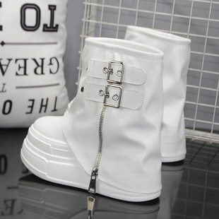 超高跟14cm裤管小白鞋女2025秋季新款高帮内增高女鞋时尚百搭短靴