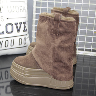 14公分内增高堆堆靴女2025秋冬加绒裤 管短靴小个子休闲中筒马丁靴