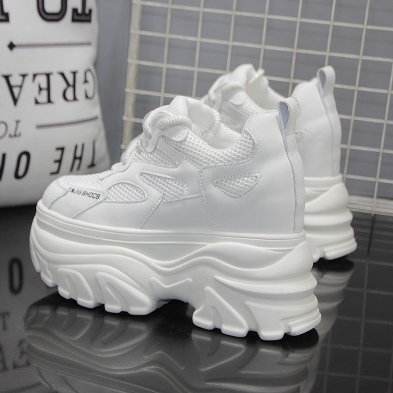 超高跟14cm老爹鞋女春季新款增高12cm百搭厚底松糕小个子休闲网鞋