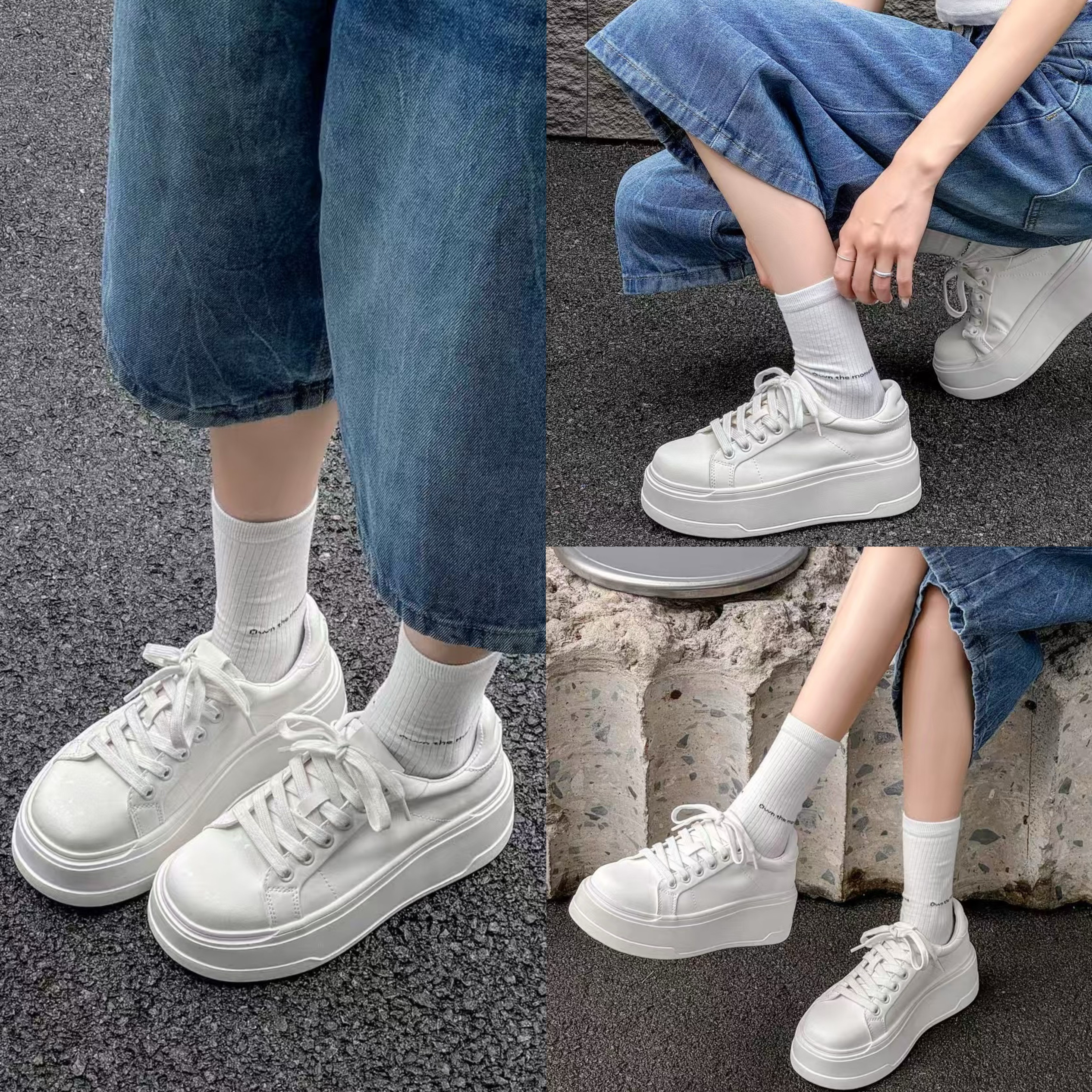 薇玖芭V98真皮厚底小白鞋女2025新款百搭休闲时尚透气板鞋ins潮