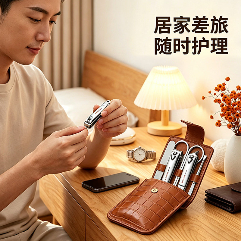 套装指甲钳金达日美鳄鱼皮纹包