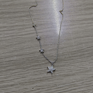 高品质出口欧美大牌原单银色星星项链女锆石五角星