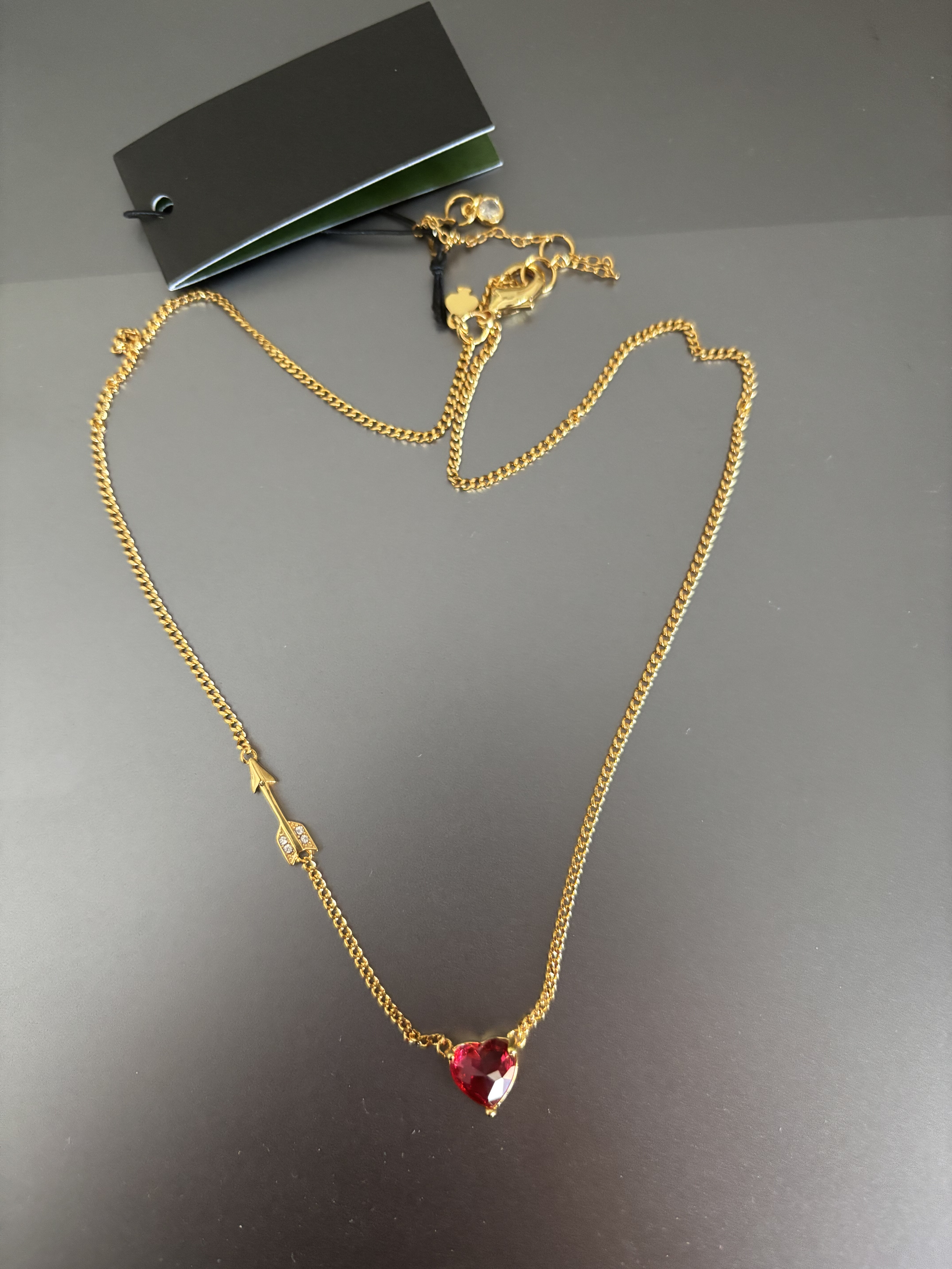 高品质 出口欧美首饰丘比特箭红色爱心项链女情人节礼物