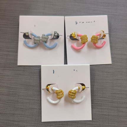 新款订单 高品质出口欧美外贸原单首饰马卡龙色打结半圈耳环女