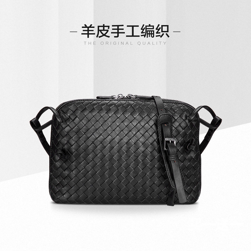 真皮女包新款羊皮手工编织单肩包小包包女韩版时尚百搭斜挎包