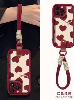 红色爱心适用苹果16手机壳15天眼14阶梯13硅胶iPhone12保护套11全包xr镜pro头Xs新mini款max女6s78防se摔plus