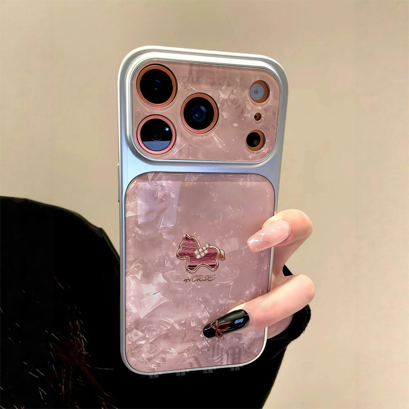 粉色马适用苹果17pro手机壳iphone16保护套15plus硅胶14超薄air全包镜头13玻璃Promax防摔秒变新款男女高级