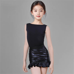 拉丁舞服女童2025夏季新款无袖上衣包臀半裙高级感分体练功服套装