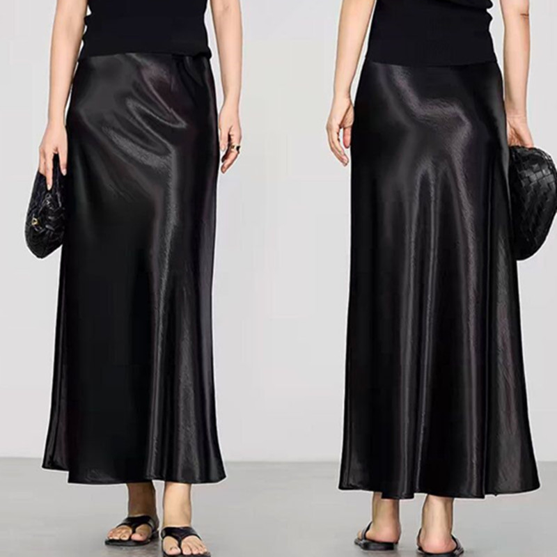 高级感醋酸半身裙中长a字鱼尾裙