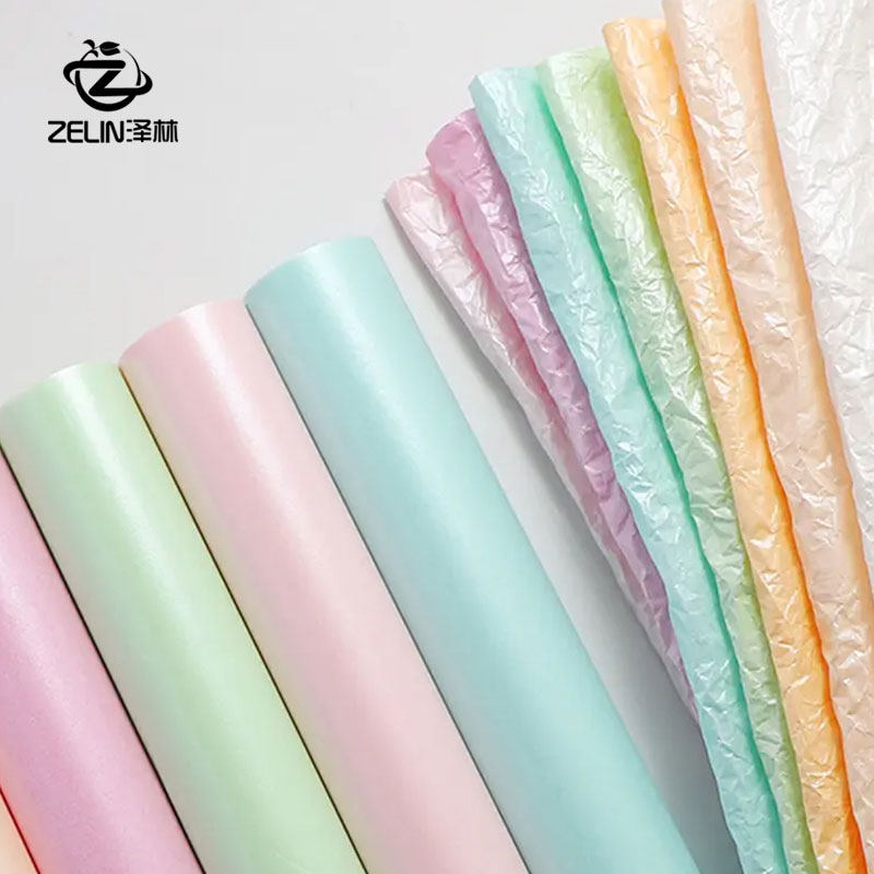 泽林新款加厚防水38克珠光雪梨纸网红花束包装纸纯色亮面内衬纸