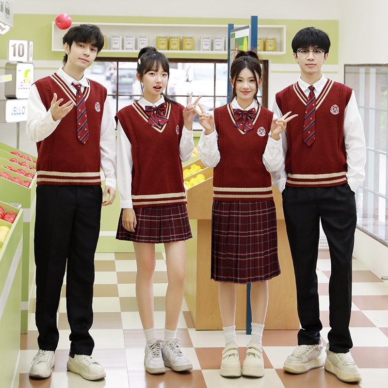 红歌大合唱团诗歌朗诵演出服成人高初中学生运动会班服英伦学院风
