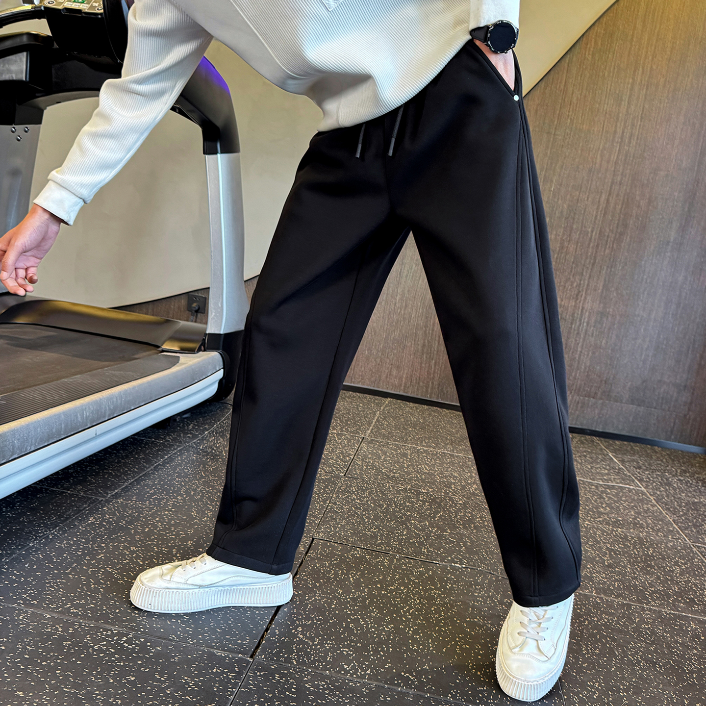 加厚款裤子男秋冬季2025新款宽松直筒美式休闲潮流运动男士1205r