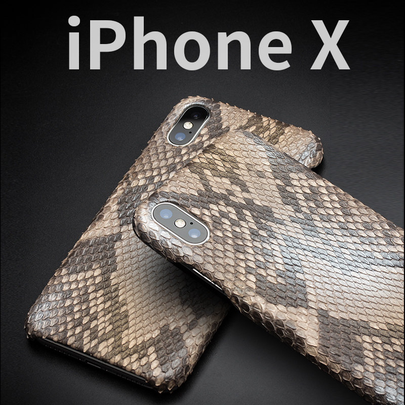 洽利 适用于苹果X手机壳奢华真皮iphoneX定制蛇皮保护手机皮套尙商务