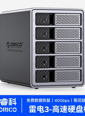 奥睿科9858T3雷电3硬盘柜五盘位外置硬盘盒磁盘raid阵列柜40Gbps