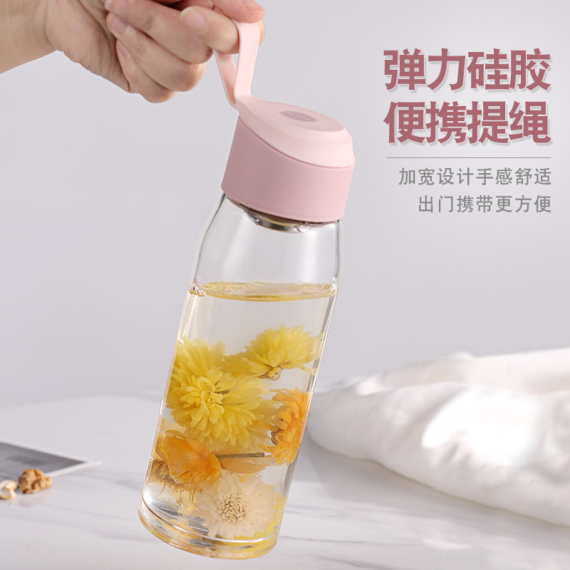 提绳韩版玻璃杯女便携密封不漏水