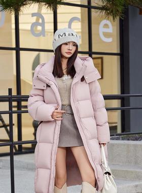 高端时尚气质羽绒服女2025冬季新款长款连帽加厚90白鸭绒保暖外套