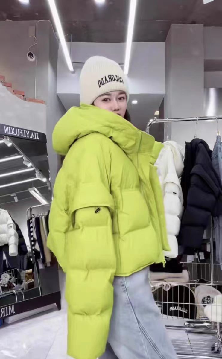 羽绒服女新款时尚保暖韩版连帽加厚宽松白鸭绒面包服女小个子外套