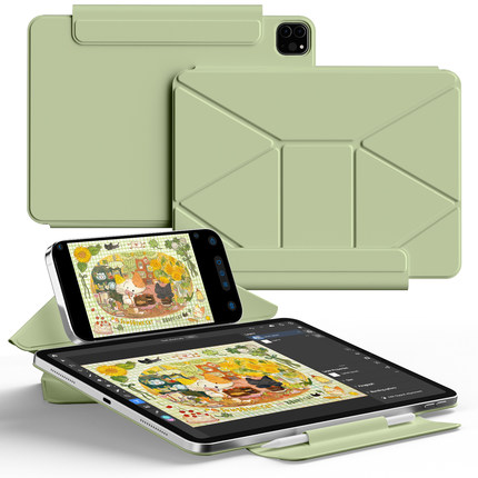 iPadPro2025保护壳新款mini7苹果支架11平板套10代磁吸双面夹13寸带笔槽Air7防摔弯Mini6轻薄4全包9防护5case