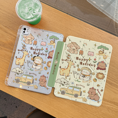 ipad平板保护壳带笔槽卡通可爱