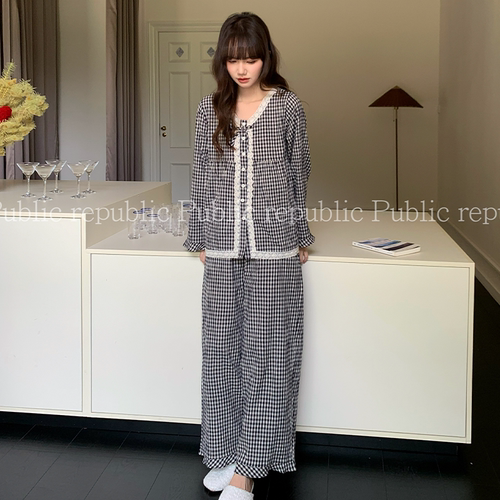 韩国Public republic 睡衣女「舒芙蕾」甜美小清新少女家居套装