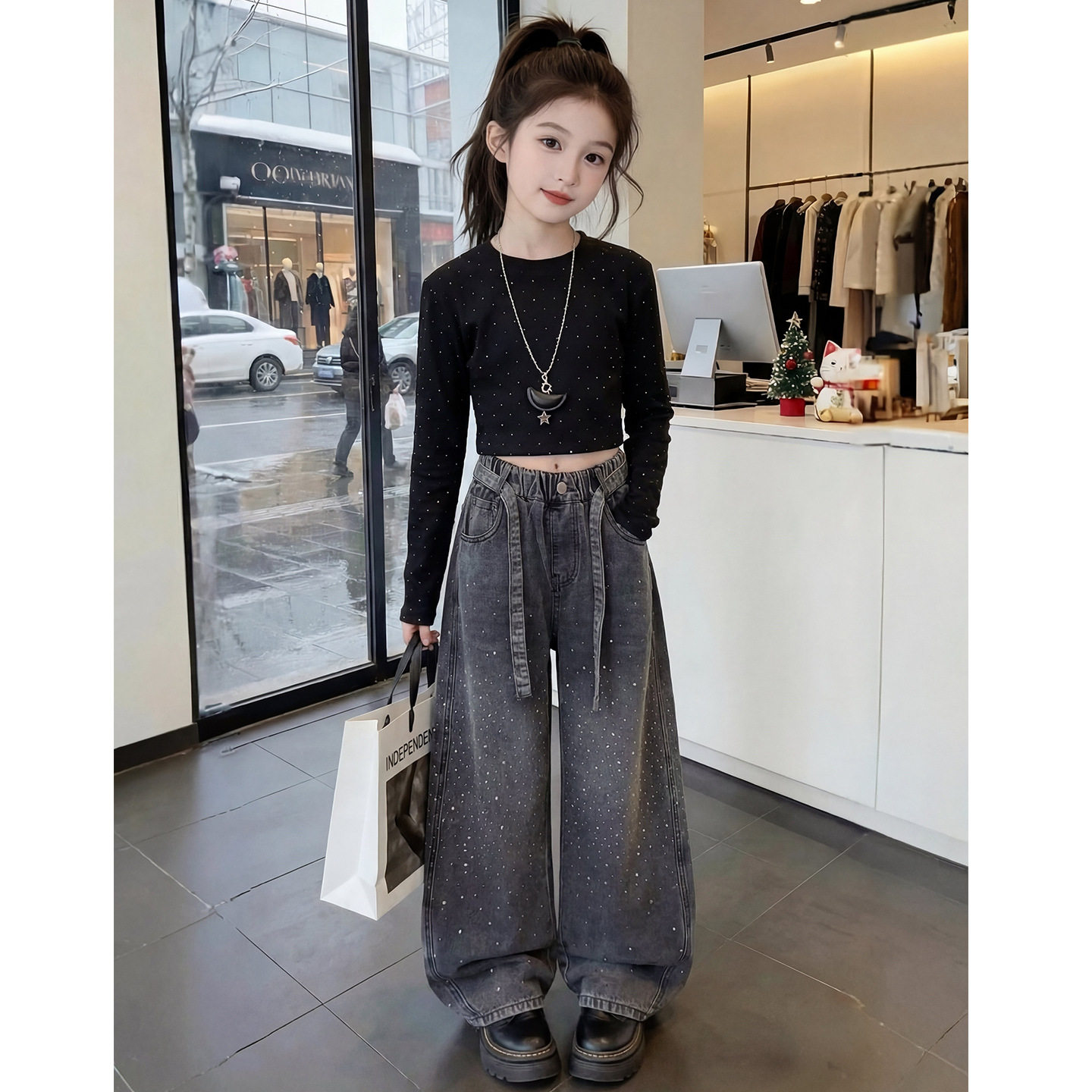 女童春装套装2026新款儿童洋气时髦爆款短款上衣女孩超好看两件套