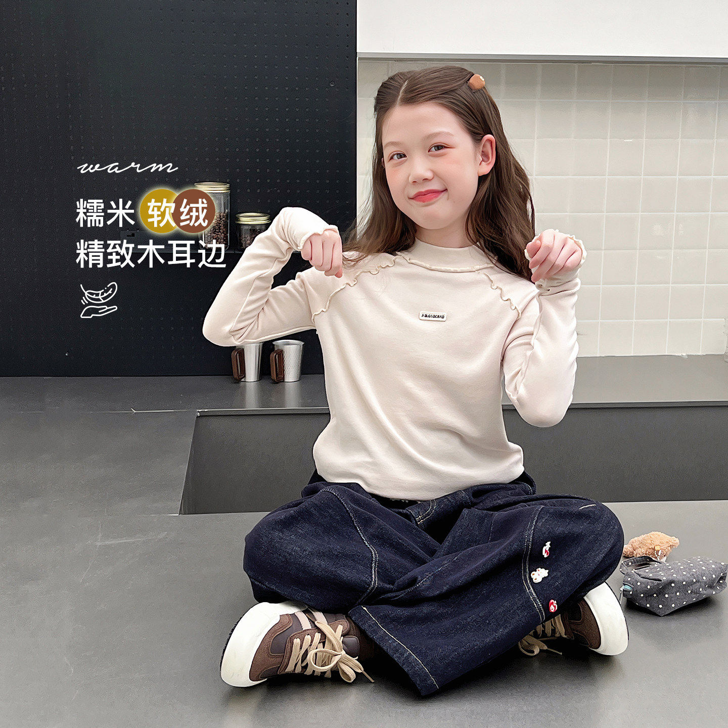 女童高领打底衫短装女童内搭上衣大童洋气长袖t恤2026冬装新款