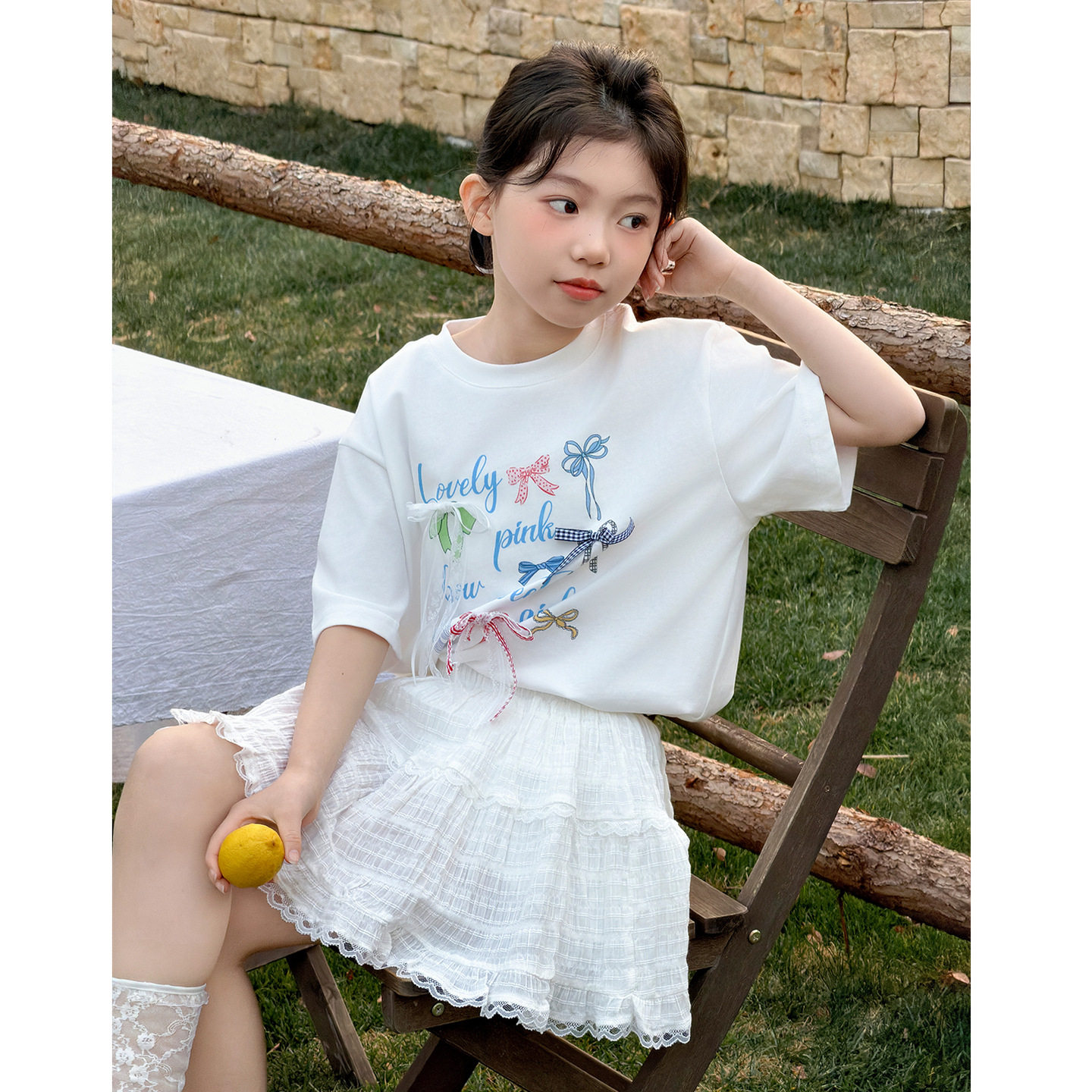 女童夏装短袖T恤2026新款初中生时髦洋气半袖韩系超好看儿童上衣