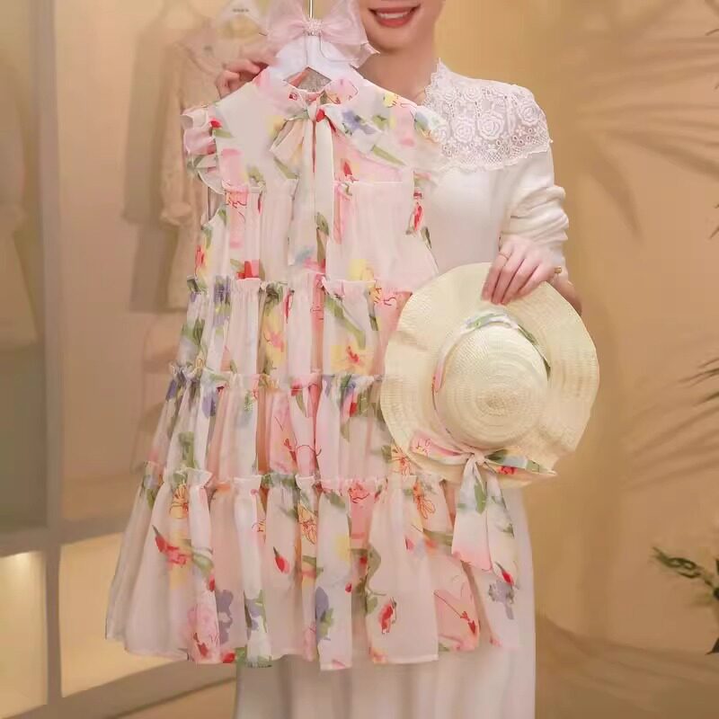 女童连衣裙夏装2026新款洋气儿童装碎花公主裙女大童夏季蛋糕裙