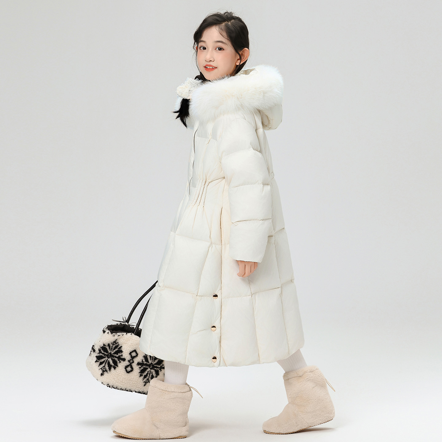 女童冬季大毛领气质羽绒棉服