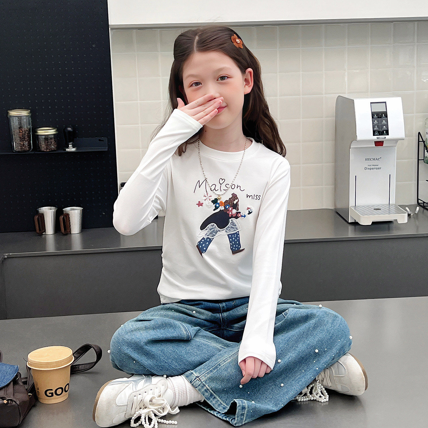 女童春秋长袖修身打底T恤新款