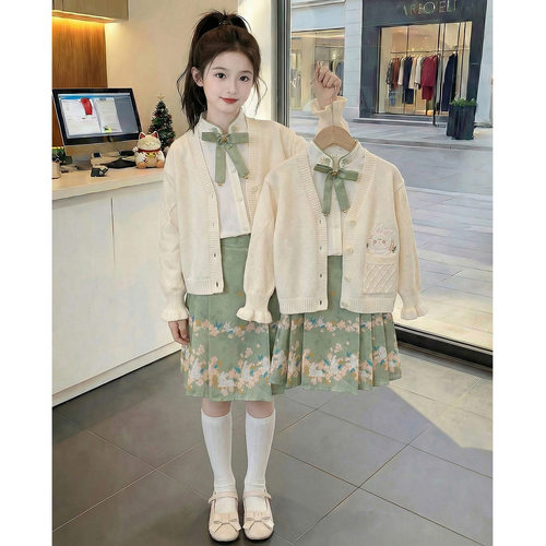 女童春秋新款汉服马面裙三件套