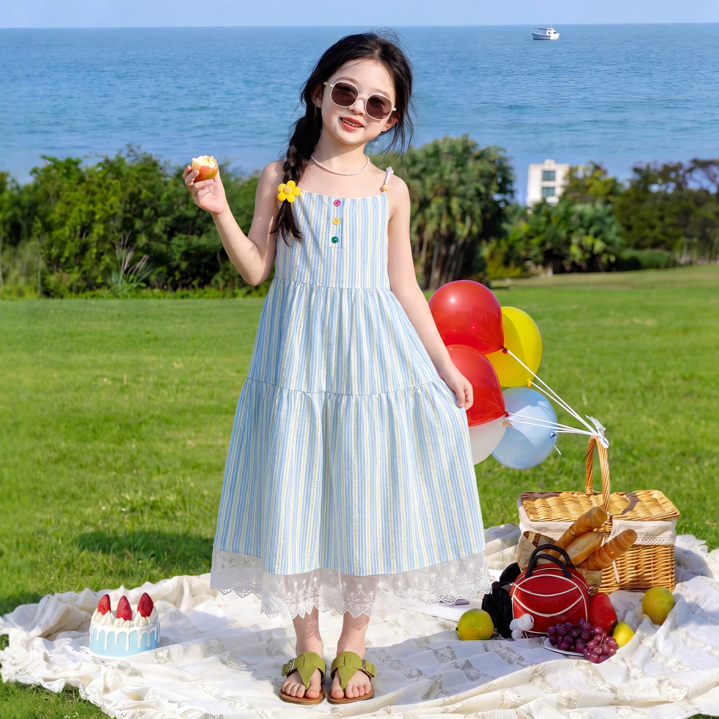 2026超火女童连衣裙巨好看的海边穿搭儿童夏天裙子薄款吊带裙漂亮