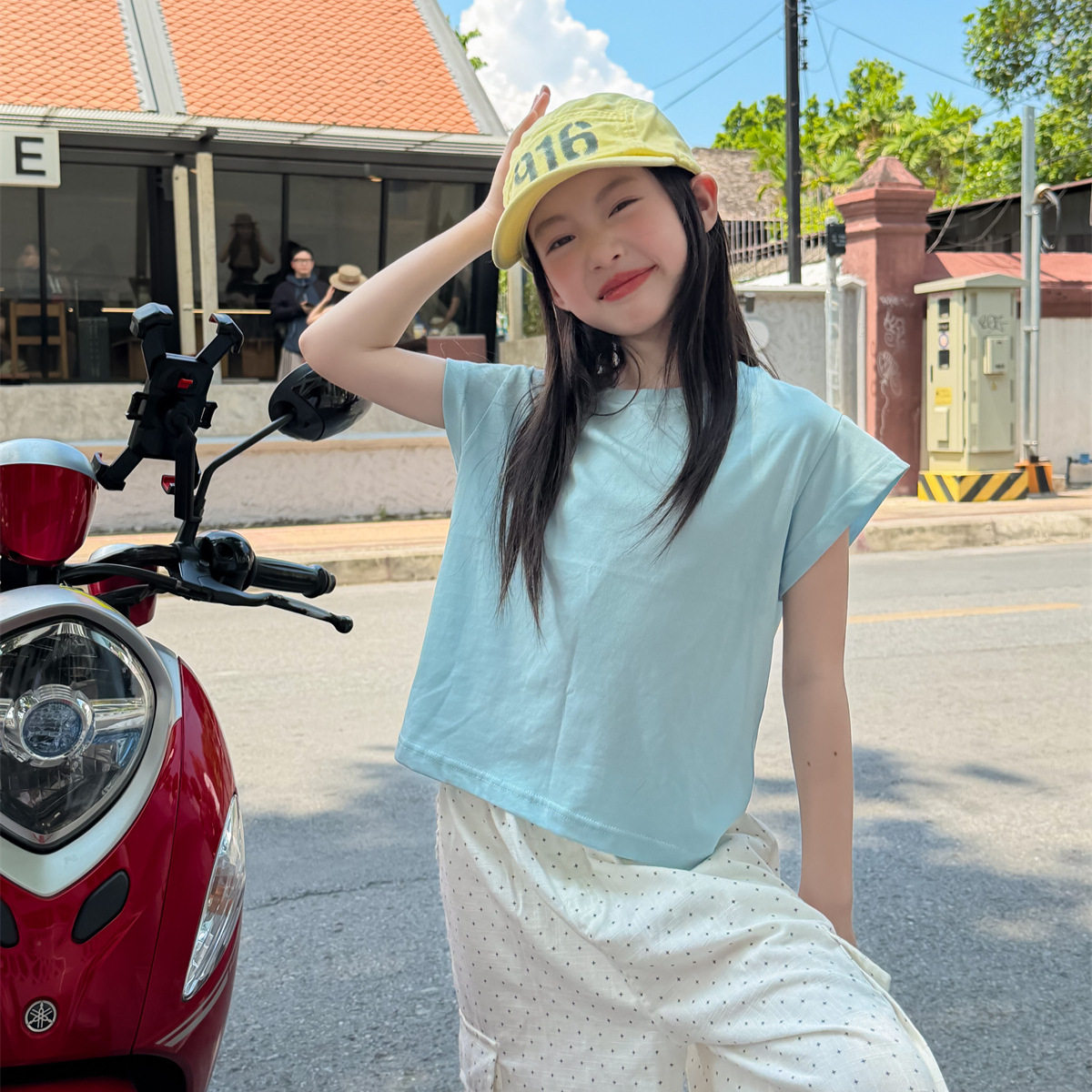 花与寻女童2026新款冰感无袖T恤儿童纯色透气打底中小童休闲上衣