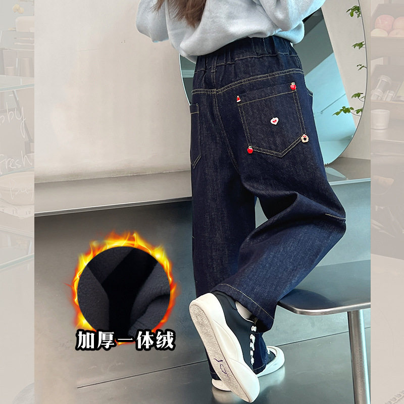 一体绒儿童洋气牛仔裤女童直筒长裤子大童装休闲裤2025冬装新款,童装/婴儿装/亲子装,儿童牛仔裤,淘宝优惠券,粉丝福利购,淘宝优惠卷