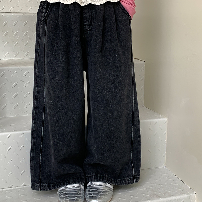 女童装直筒长裤子儿童牛仔裤女孩洋气休闲裤中小童2025春秋新款