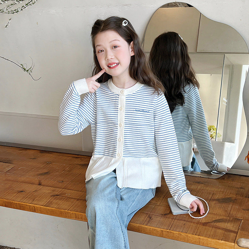 女童洋气毛衣儿童修身针织衫大童娃娃衫女孩上衣2026春秋装新款