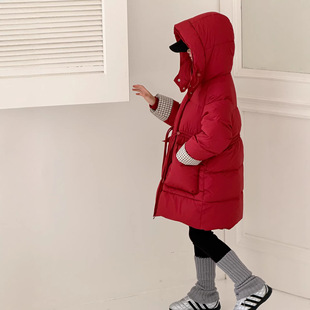 女童棉衣2026年新款冬装中大童洋气韩版保暖红色年服加厚棉衣外套