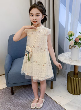 女童古风汉服蕾丝旗袍裙六一表演