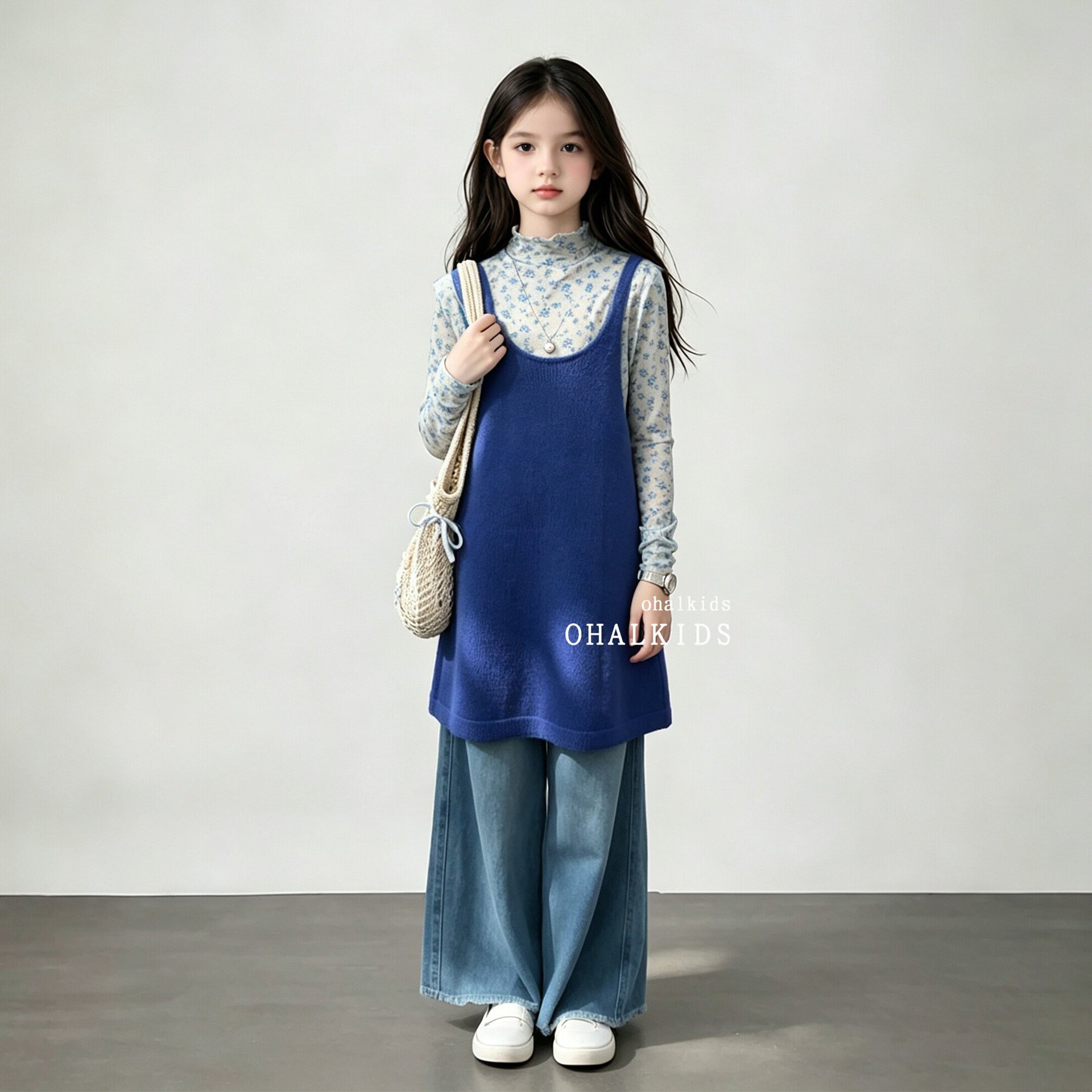 女童秋装小女孩韩系秋季套装新款大童女装吊带裙牛仔裤秋儿童裙子