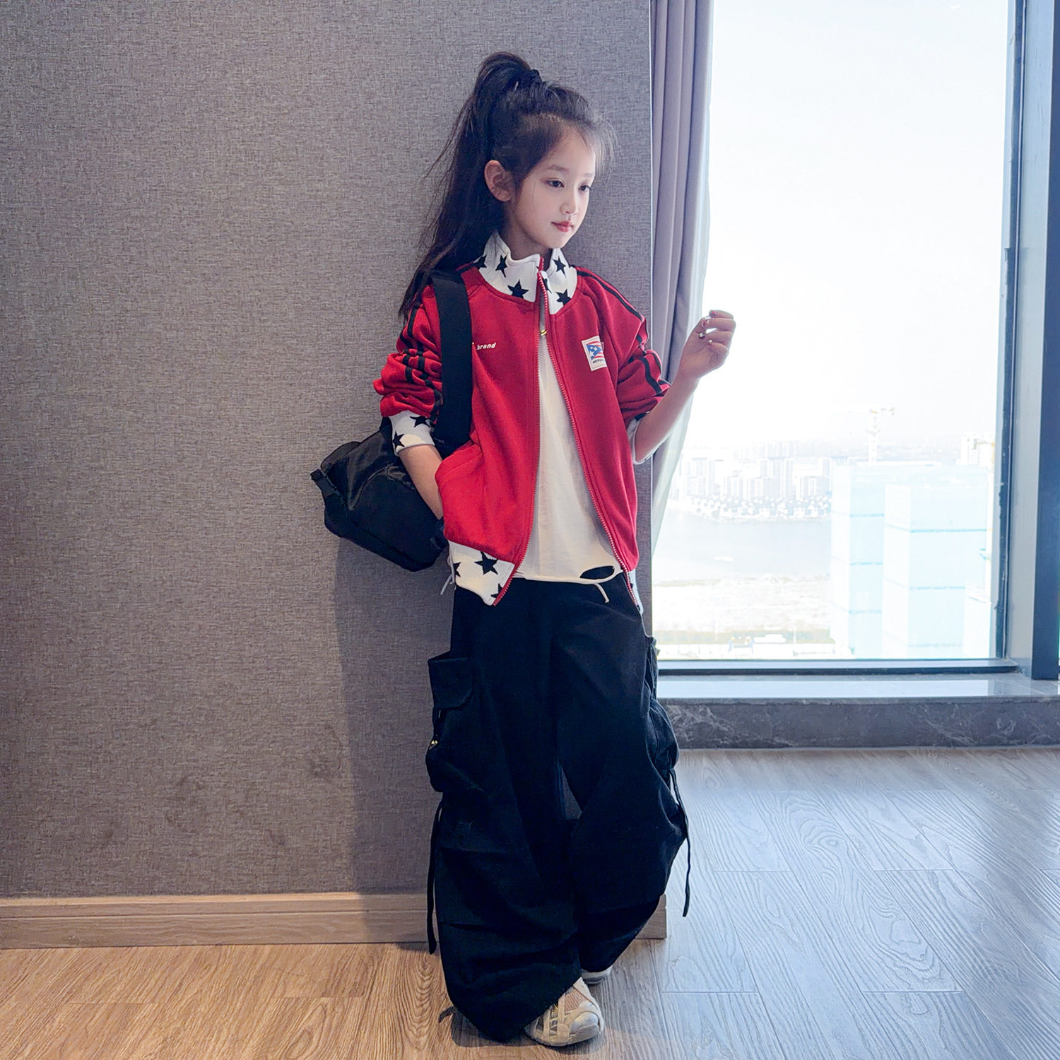 女童春秋装套装2026新款洋气棒球服夹克外套儿童装韩版工装裤两件