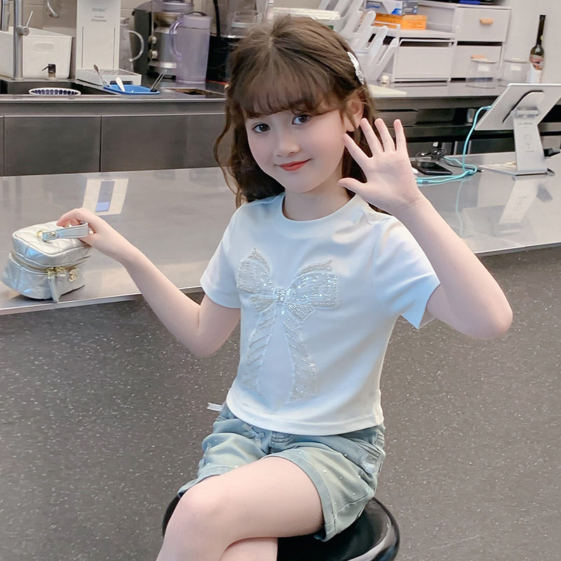 女童短袖T恤2026新款夏装儿童洋气纯棉半袖上衣夏季女孩网红体恤