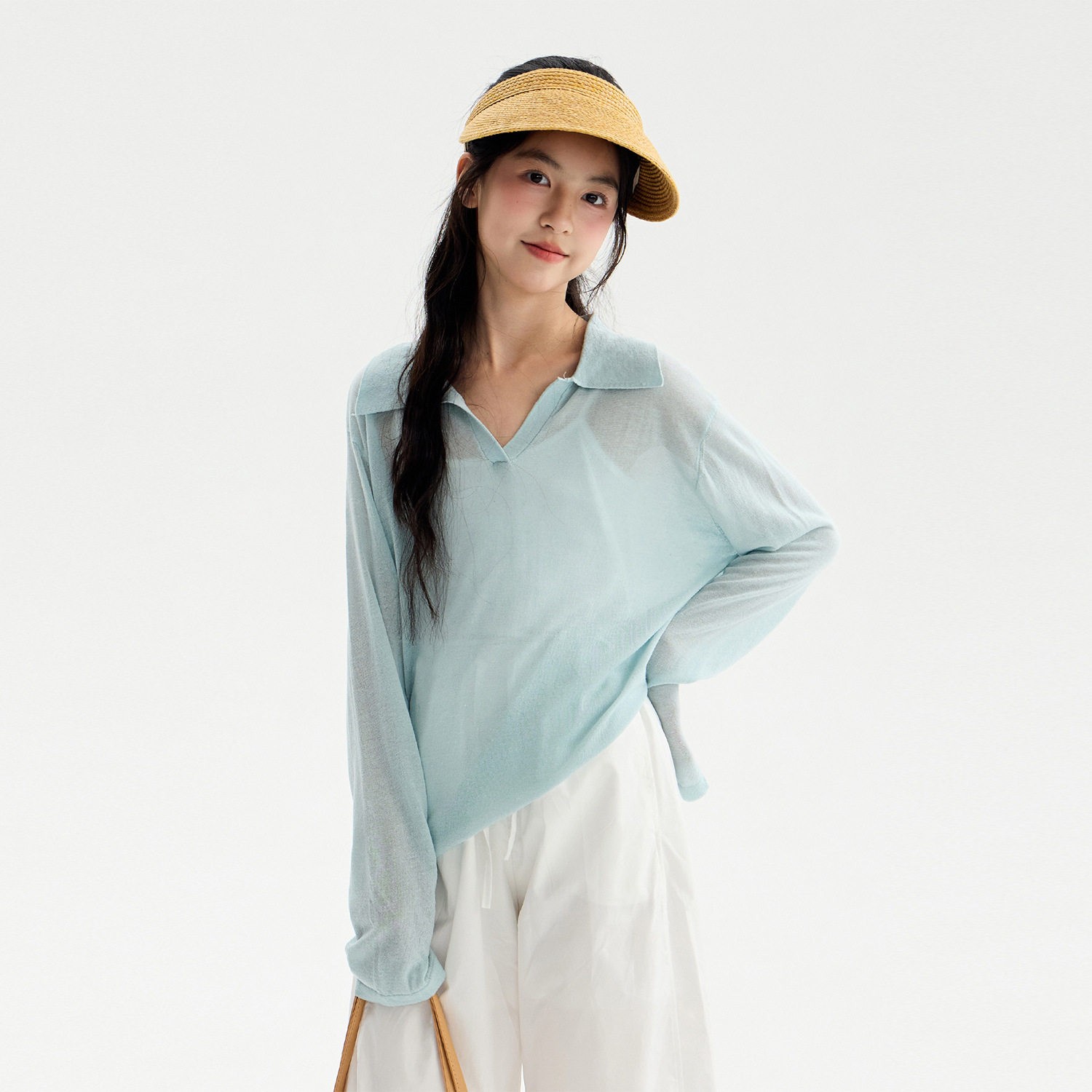 女童防晒长袖空调衫2026夏装新款儿童薄款透气polo衫休闲t恤上衣