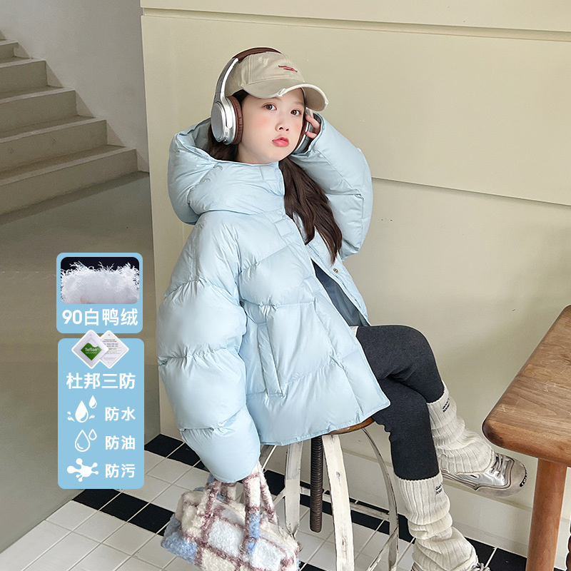 90绒杜邦三防女童高领羽绒服
